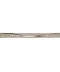 Aloft Satin Nickel Cabinet Edge Pull 4 And Nine Sixteenths Inch Center To Center Drawer Handle Aluminum Hardware front view