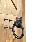 Dual Motion Matte Black Sliding Barn Door Pull Handles 3-3/4 Inch With 180 Flip And 360 Rotation Lie Flat Flush When Not In Use Heavy Duty Zinc Gate Pulls For Hallways Bifold Doors Garage And Garden Fence
