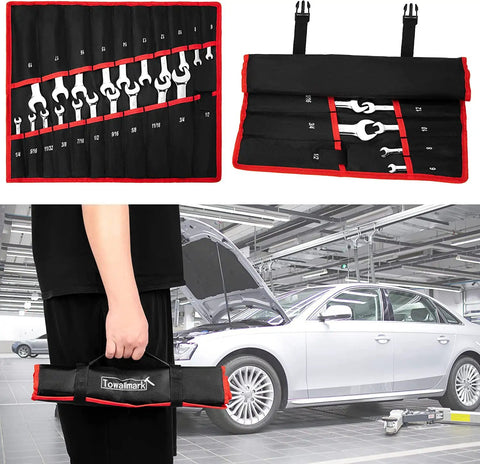 20-Piece Ratcheting Wrench Set With 180 Degree Flex Head And 72-Tooth Ratchet, compact storage bag, garage setting