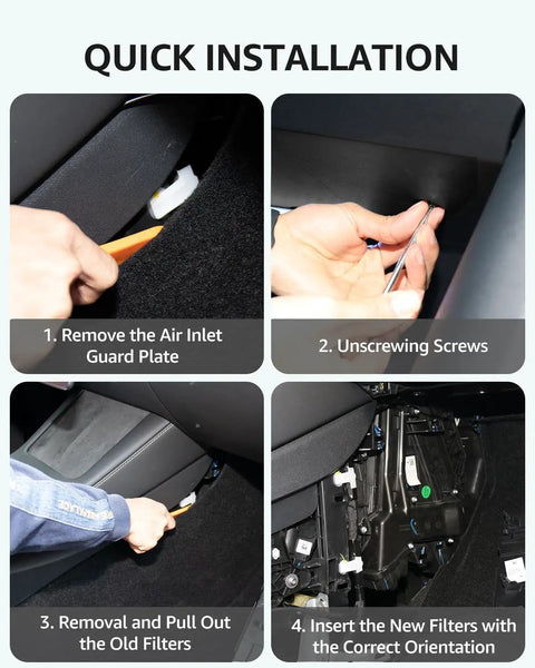 Installation steps for Tesla Model 3 And Model Y HEPA Cabin Air Filter With Activated Carbon OEM Replacement