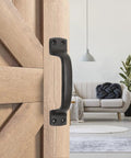 7 Inch Classic Barn Door Handle In Matte Black Cast Iron For Sliding Doors Gates Sheds Fences And Closets Indoor Outdoor Farmhouse Hardware Heavy Duty Pull For Indoor Or Outdoor Use.