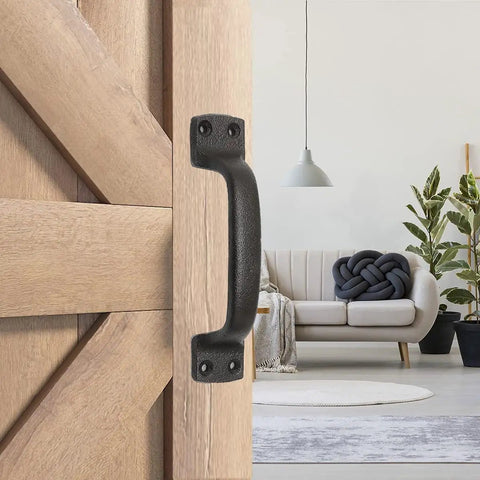 7 Inch Classic Barn Door Handle In Matte Black Cast Iron For Sliding Doors Gates Sheds Fences And Closets Indoor Outdoor Farmhouse Hardware Heavy Duty Pull For Indoor Or Outdoor Use.