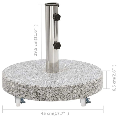 Rock Solid Granite Parasol Base Heavy Duty Umbrella Weight Plate With Smooth Rollers And Secure Locks Grey Stone Outdoor Stand Built Tough For Backyard BBQs Or Poolside Loungin Fits 38Mm And 48Mm Poles