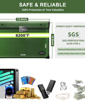 Heavy Duty Fireproof And Waterproof Document Pouch With Lock For Safely Stashing Cash Jewels And Important Papers, 13.9x10.6 inch, green.