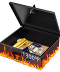 Heavy Duty Fireproof Document Box With Lock And Handle Large Portable Metal Safe for A4 Papers, passports, cash, and valuables