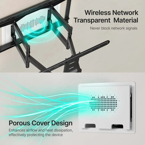 Close-up of 9 Inch In Wall Media Box Recessed Cable Management Kit For TV Wire Organization showing white porous cover design.