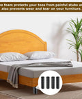 Solid Heavy Duty Rubber Bed Frame Leg Covers, Four Piece Floor Protector Set for bedroom furniture and flooring protection.