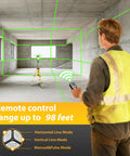360 Degree Self Leveling Laser Level With Tripod For Construction, Green 4D Laser, remote control in unfinished room