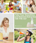 Portable Personal Blender For Shakes And Smoothies On The Go, 300W Motor, 20Oz Cup, USB Rechargeable, lifestyle usage collage