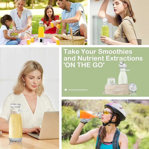 Portable Personal Blender For Shakes And Smoothies On The Go, 300W Motor, 20Oz Cup, USB Rechargeable, lifestyle usage collage