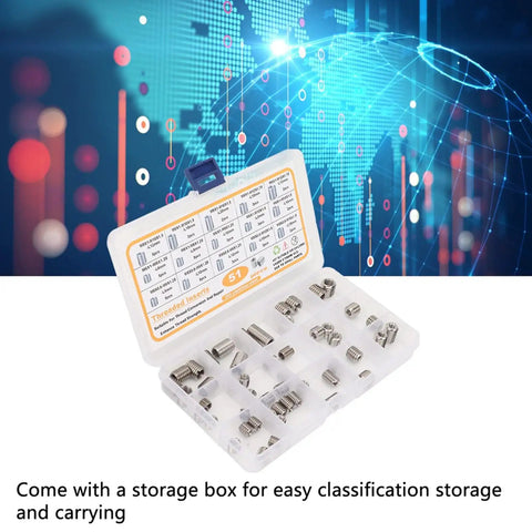 Top Shelf 51 Pc Stainless Steel Thread Repair Insert Kit For M5 To M8 Restores Stripped Engine Threads Gearbox And Machinery Without Replacing Parts With Precision Machined Durability, open storage case with threaded inserts