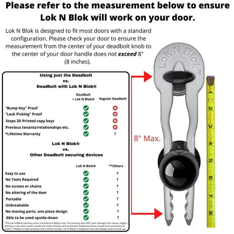 Portable Door Lock Deadbolt Device Tool Free Setup For Maximum Protection Key Bump Proof Guard Defender size check