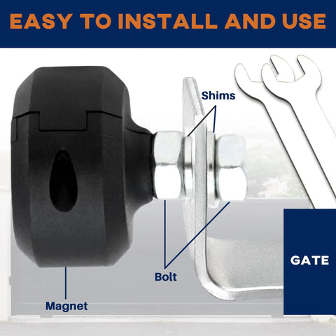 Two Pack Sliding Gate Opener Magnets With Installation Wrench for Magnetic Limit Switches, black magnet with bolts and wrench