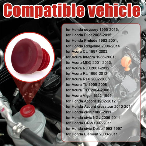 Premium Power Steering Reservoir Cap Plug Cover Replacement For Honda Cars Including Accord Odyssey CR V Civic RD5 RD7 Durable Plastic Corrosion And Rust Resistant Easy Fit Red Finish