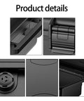 Close-up of Beefy ABS Tool Organizer Box details showing IP67 waterproof seals, latches, and pressure equalization system, foam lined