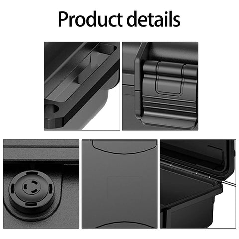 Close-up of Beefy ABS Tool Organizer Box details showing IP67 waterproof seals, latches, and pressure equalization system, foam lined