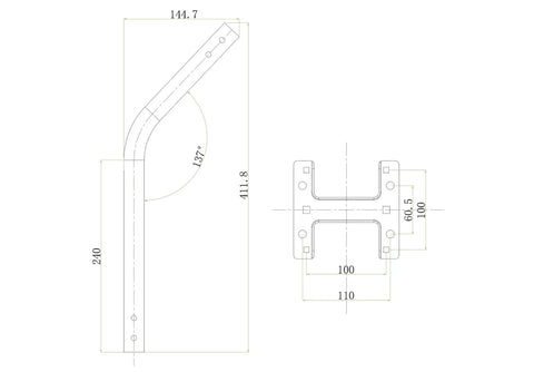 Adjustable Antenna Mounting Pole For Indoor Or Outdoor Use Go-To Heavy Duty Steel Universal Bracket and dimensions diagram