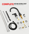 Complete kit for Matte Black Roman Bathtub Faucet For 3 Hole Deck Mount Installation with brass handheld shower and accessories