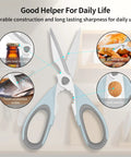 Left Handed Kitchen Scissors For Meat And Poultry, Beefy Multifunctional Heavy Duty Safe Food Shears, Stainless Steel, Razor Sharp For Cutting Fish, Deboning, Scaling, And Veggie Prep, light blue handles