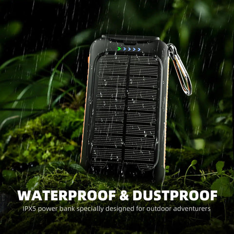 High Capacity Solar Phone Charger 49800mAh With Type-C And Dual USB Ports, Fast 15W Output, Waterproof Outdoor Power Bank