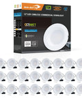 12 Inch Recessed Led Commercial Downlight With J Box 30 40 50W Switchable Wattage three CCT 3000K to 5000K Dimmable IC rated ETL Pack of 24 displayed with packaging.