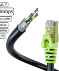 Outdoor Cat7 Ethernet Cable 100ft 26AWG Heavy Duty Shielded SFTP Patch Cord RJ45 High Speed Networking Cable For 10Gbps 600MHz Bandwidth