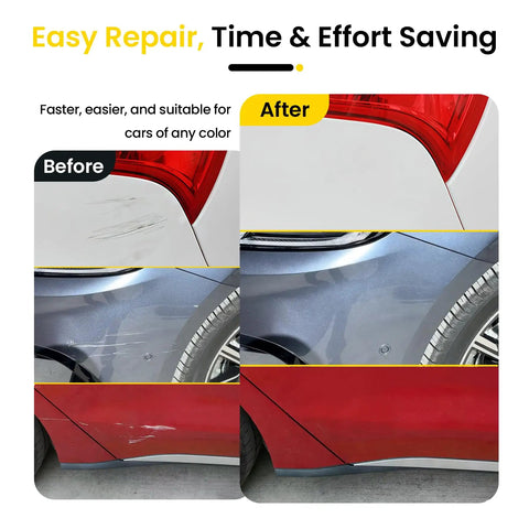 Before and after showing the effectiveness of Real Talk Car Scratch Remover Pen For A Straight Up Rig Polish And Effortless Paint Touch Ups For All Exterior Colors And Weekend Warriors In A Twin Pack.