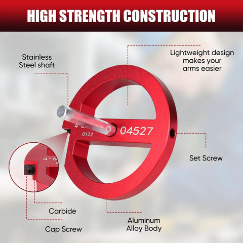 Close-up of aluminum cutter head from 6 Piece PVC Pipe Reamer Set With Carbide Cutting Blades And Aluminum Cutter Heads For PVC CPVC ABS Piping 3/4 Inch To 4 Inch Sizes DIY Friendly And Works With Standard Drill Bits Red.