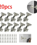20 pack stainless steel cabinet door hinges with dampers for soft close. Includes screws. Shown in use on wardrobe.