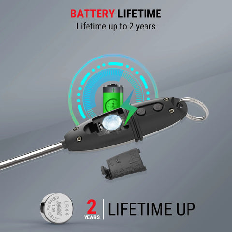 Battery compartment of Digital Food Thermometer For Cooking And Baking With A Long 5.3 Inch Probe, showing 2-year battery life.