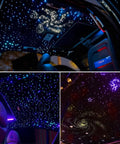 Car Starlight Headliner Kit With 36W Four Color Twinkle Fiber Optic Lights creating a starry ceiling effect in a vehicle interior