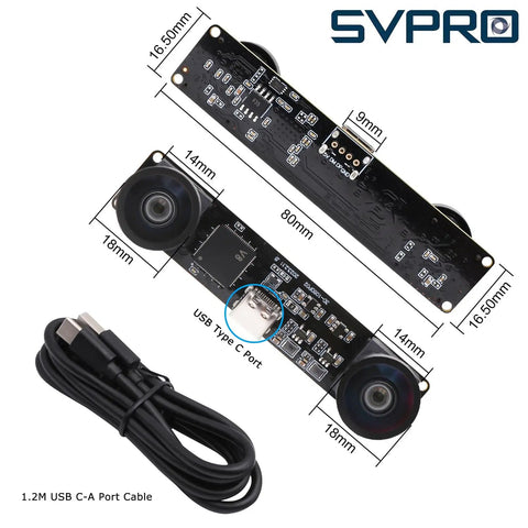 Dual Lens USB Camera Module 1080P 60FPS UVC Industrial Board With Color Synchronization Dual M12 Lenses and USB cable