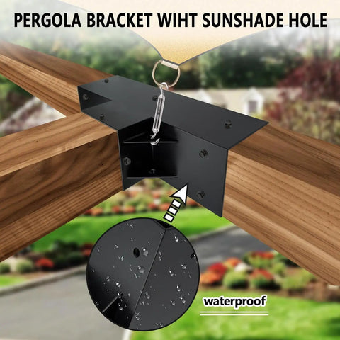 3 Way Pergola Bracket Kit For 3.5 By 3.5 Inch Beams, Heavy Duty Steel T Shaped Brackets And Post Anchors, Powder Coated Metal Gazebo Kit For Outdoor Patio Pergola, Fits 4x4 Posts, Hardware Included, 4 Pack