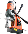 Heavy Duty 1450W Magnetic Drill Press With Rocking Horse Magnet, 1.6 Inch Coring Bit For Steel close-up view with variable speed control.
