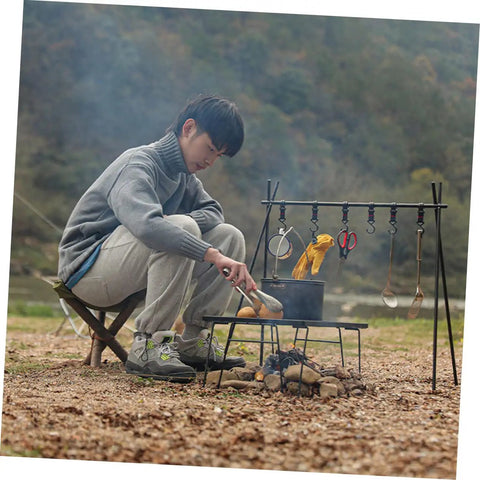 Man using Nylon Outdoor Tripod Stool Portable Camping Chair Kit With Triangle Seat And Rope Lightweight Fishing Chair For Garden Beach Picnic Travel
