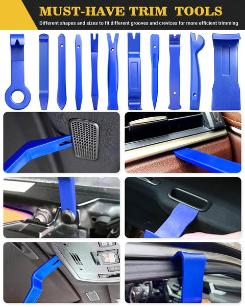Straight Up 120 Piece Auto Trim Removal Tool Kit For Car Door Panels Dashboards Radios And Emblems With Hella Tough Nylon Pry Bars and tools for interior use.