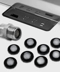 25 Pcs Stainless Steel Water Filter Hose Washers With Screen Inlet Hose Washers For 3/4 Inch Garden Hose Connectors And 5/8 Inch Washing Machines Durable Gasket Seals Set next to a metal screen fitting