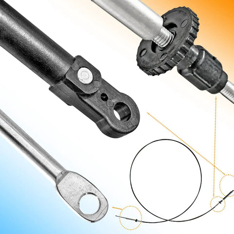 2 Pack 10Ft Throttle Shift Remote Control Cable Replacement For Johnson Evinrude OMC Boats showing cable ends and connectors.