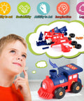 Child imagines building train from Take Apart Toys For Kids 3 To 5 With Electric Drill And Motor Car Ship Airplane Hands On Educational Set