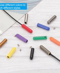 Beefy 24 Pack Alloy Shoelace Tips With Screws 25mm End Caps Orange For DIY Shoestrings Replacement Aglets shown in assorted colors