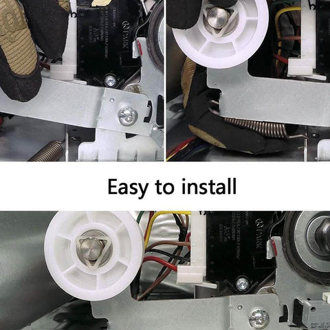 Single dryer idler pulley assembly with upgraded dual sealed ball bearings, easy install in appliance repair setup