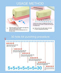 Instruction diagram for Grab And Go 5 Hole Paper Puncher Mini Handheld Circle Punch Tool for A4 A5 B5 Paper Sizes, showing punch method.
