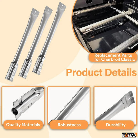 Replacement Burner And Heat Plate Kit For Classic 360 Three Burner Gas Grill Easy Install And Durable Stainless Plates