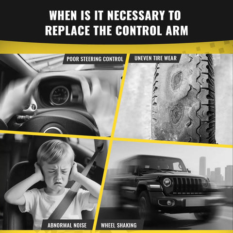 Signs for replacing control arms: poor steering, tire wear, noise, shaking - related to 10 Piece Suspension Kit For 2011 2018 Volkswagen Jetta Front End Includes 2 Front Lower Control Arms With Ball Joints 4 Outer Inner Tie Rods And 2 Sway Bars Replacement.