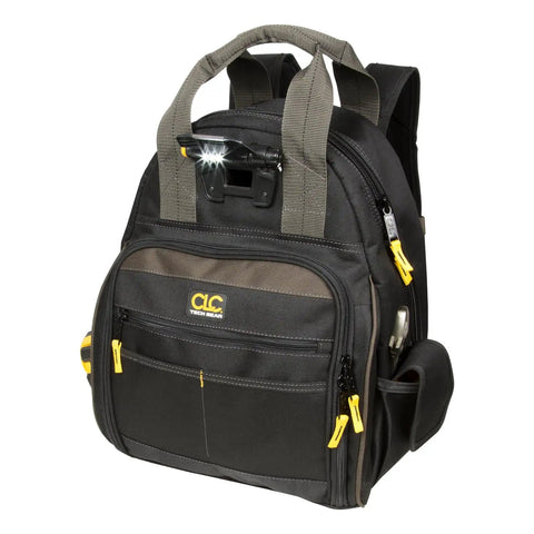 L255 Tech Gear Lighted Backpack With 53 Pockets Built In LED Light With Three Brightness Settings Rugged Tool Carrier