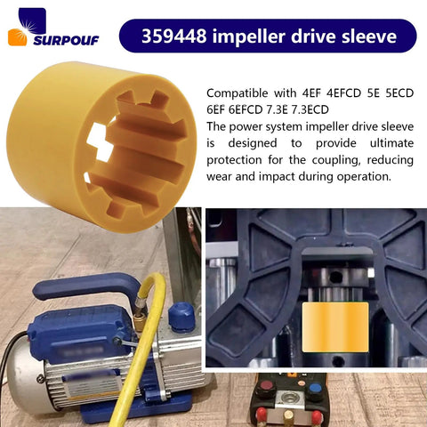 Power Systems Impeller Drive Sleeve 359448 For Kohler Engines 4EF 4EFCD 5E 5ECD 6EF 6EFCD 7.3E 7.3ECD yellow plastic sleeve