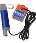 Heavy Duty Cordless Diesel Transfer Pump 40-60 L/min Fast Flow Oil Water Submersible Battery Powered Portable Refill Unit For Farms Jobsites, blue pump with orange battery box.