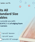 Edge And Corner Guard Set For Baby Proofing Furniture And Tables 16.4 Ft Of Foam Cushions with size information and diagrams.