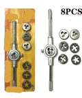 Professional Alloy Steel Tap Die Set In M3 To M12 Metric Sizes For Heavy Machining Jobs Build Strong Threads By Hand Or Machine With Tough Tools That Get The Job Done Smooth And Fast. 8 pcs alloy steel tap and die set with holder, M3-M12 metric sizes