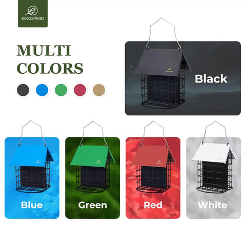 Multi-color Double Suet Bird Feeder With Weatherproof Roof And Perches All Metal Cage For Outdoors Hangin Easy To Clean And Refill Rust Resistant Black for Year Round Use And Busy Bird Traffic
